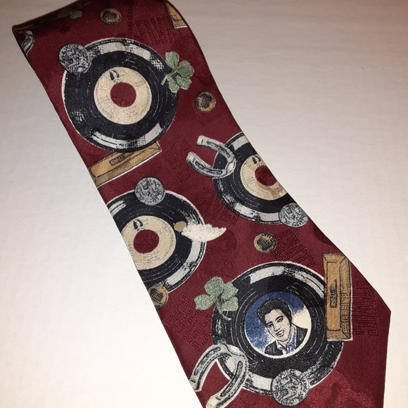 Vintage Elvis Music-Themed Tie in Red - Picture 1 of 3